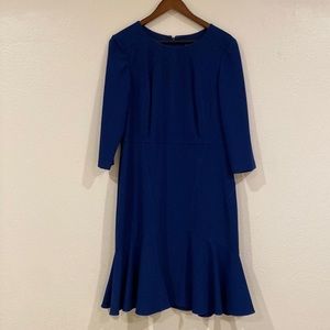 Ann Taylor Royal Blue Crepe Lined Peplum Hem Dress Size 10